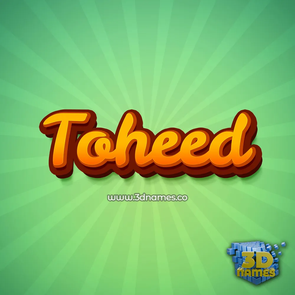 toheed in Green Rays style - 3D name wallpaper
