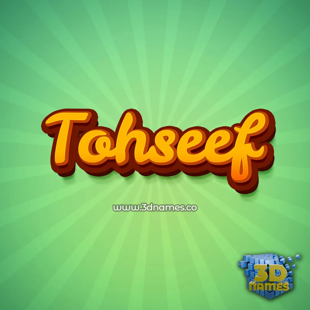 tohseef in Green Rays style - 3D name wallpaper