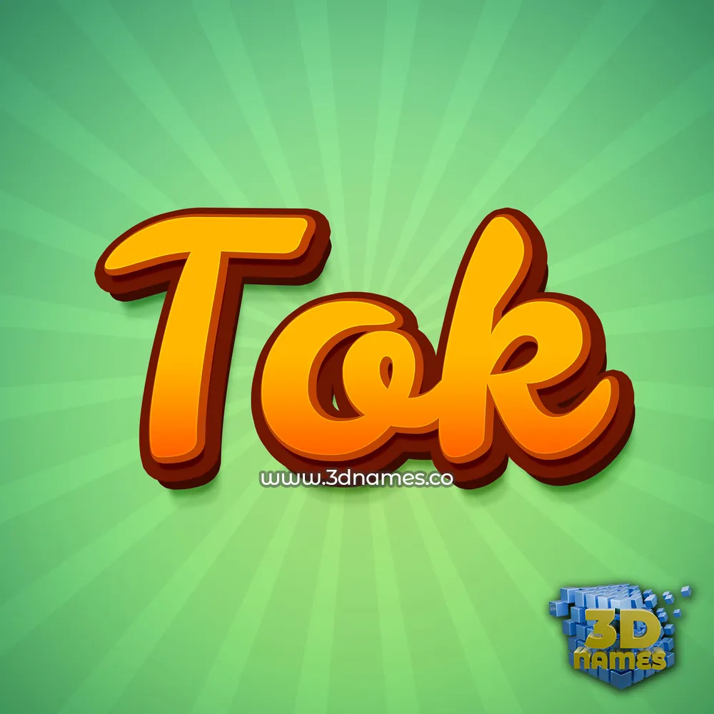 tok in Green Rays style - 3D name wallpaper