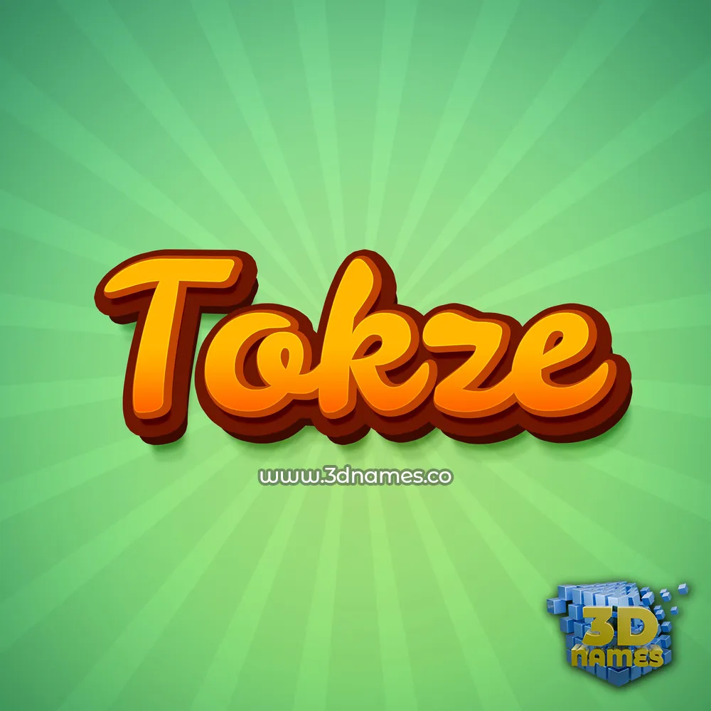 tokze in Green Rays style - 3D name wallpaper