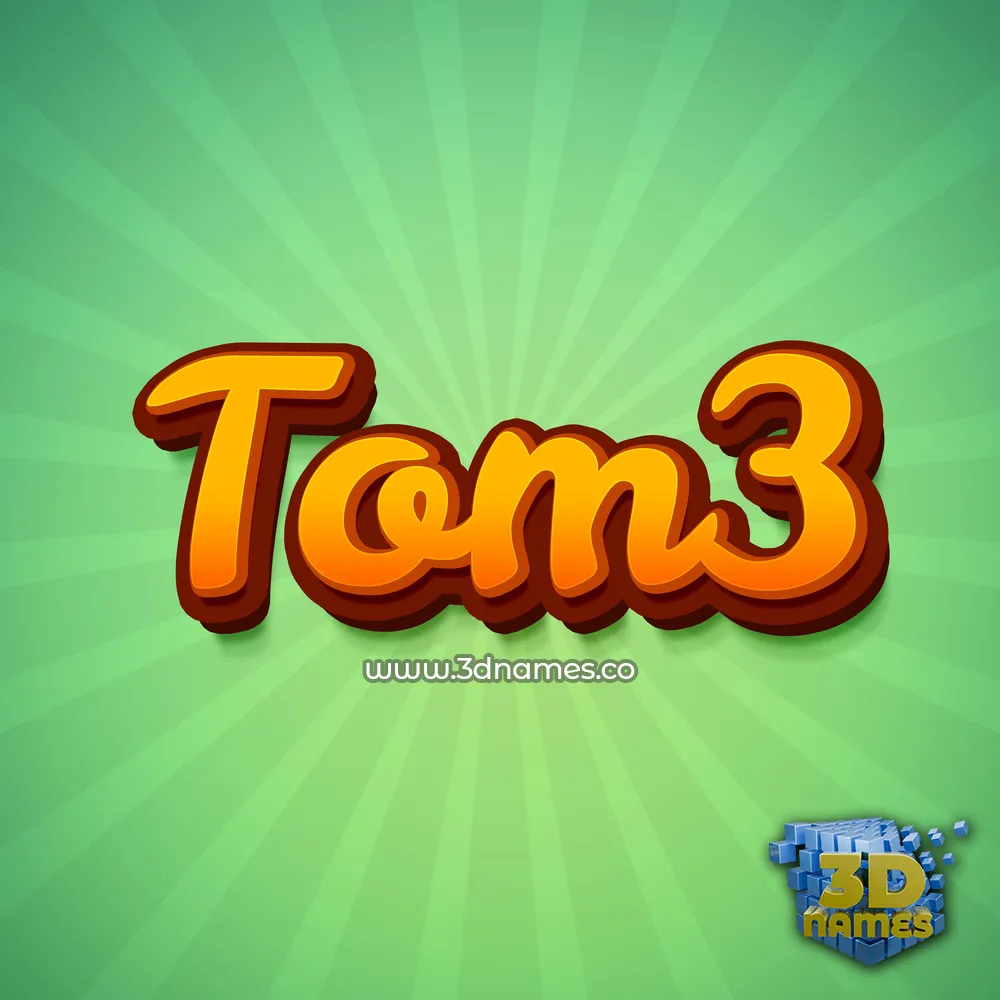 tom3 in Green Rays style - 3D name wallpaper