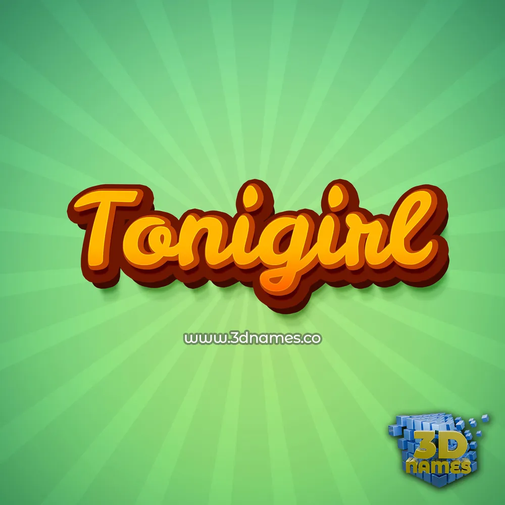 tonigirl in Green Rays style - 3D name wallpaper