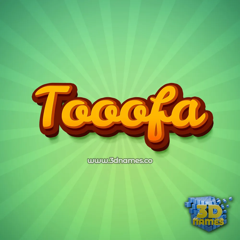tooofa in Green Rays style - 3D name wallpaper
