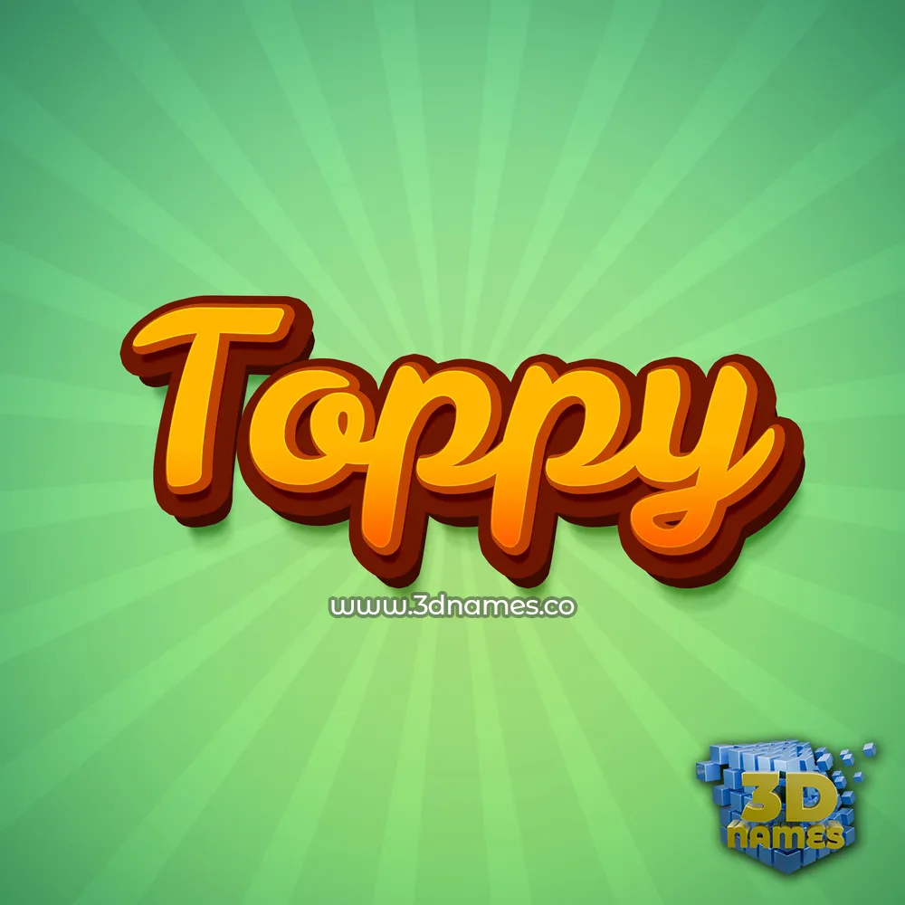 toppy in Green Rays style - 3D name wallpaper