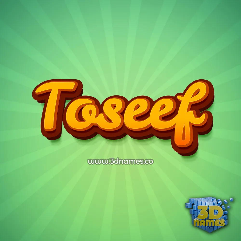 toseef in Green Rays style - 3D name wallpaper