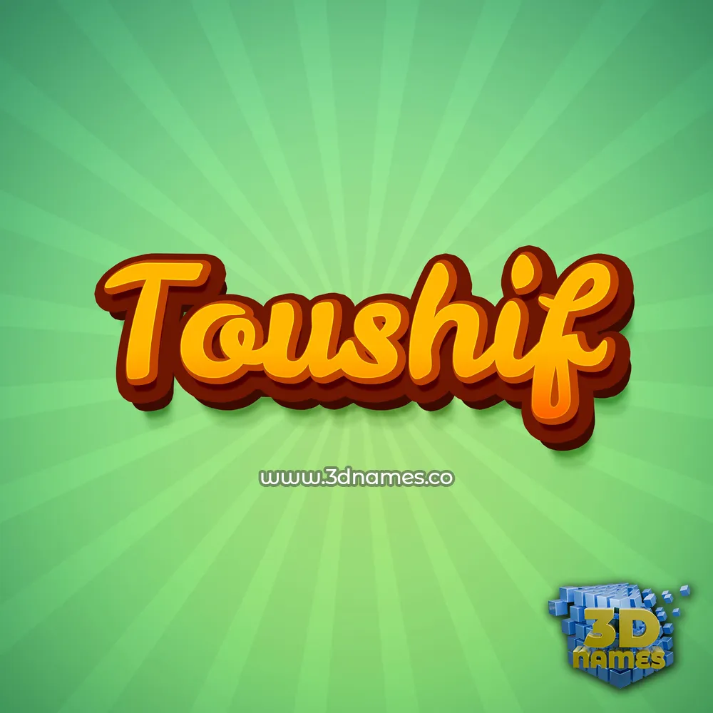 toushif in Green Rays style - 3D name wallpaper