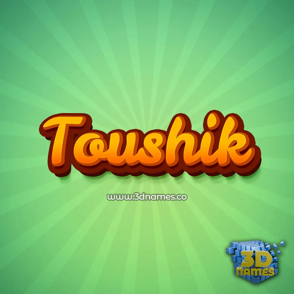 toushik in Green Rays style - 3D name wallpaper