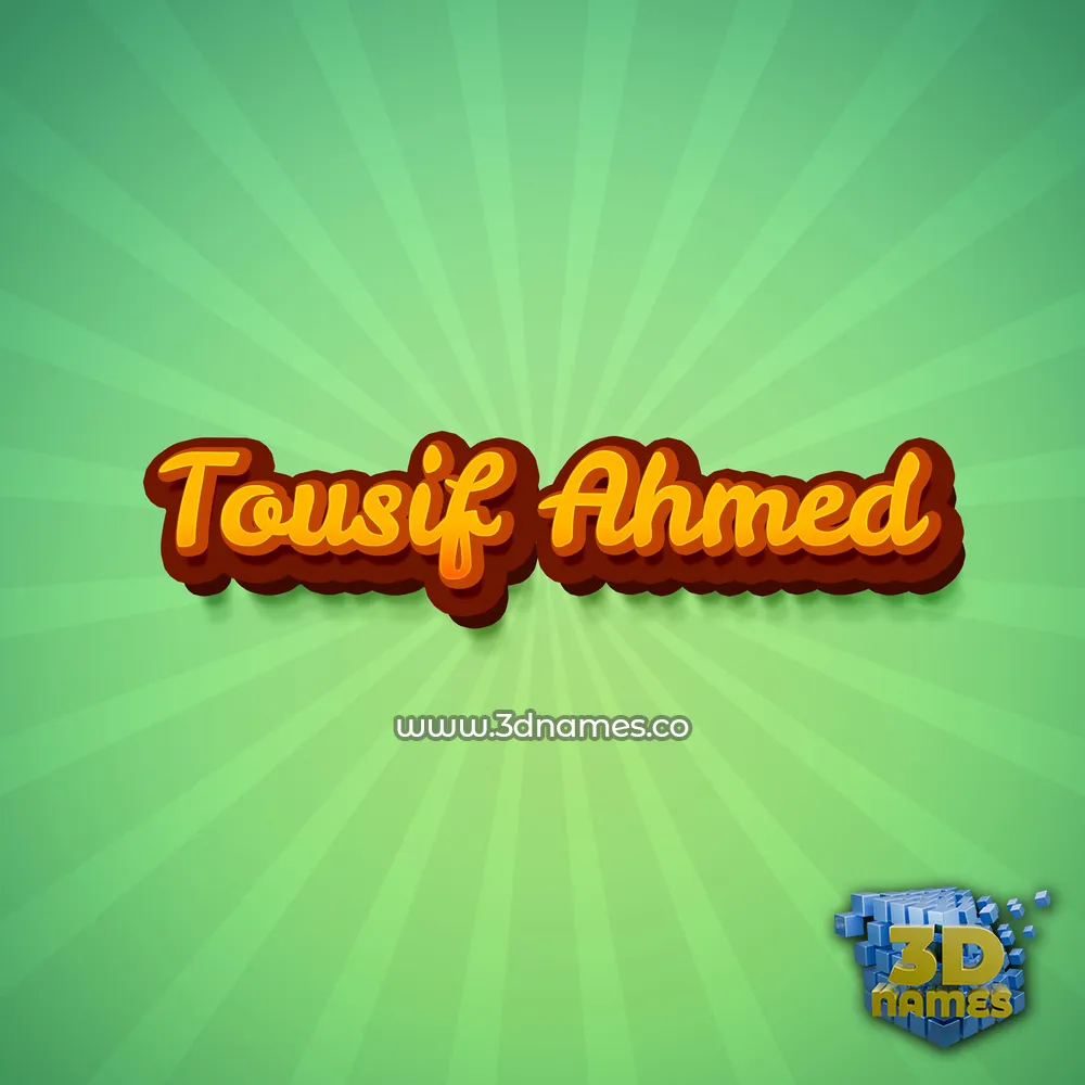 tousif ahmed in Green Rays style - 3D name wallpaper