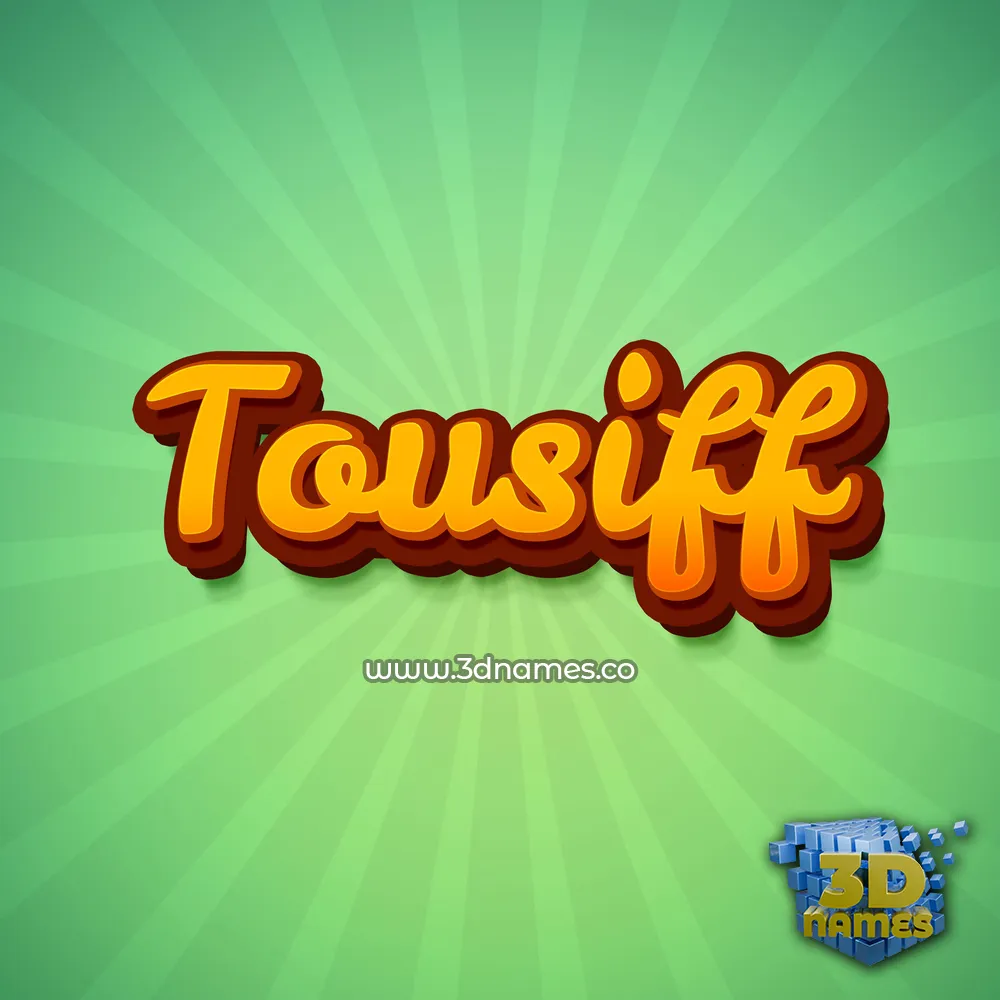 tousiff in Green Rays style - 3D name wallpaper