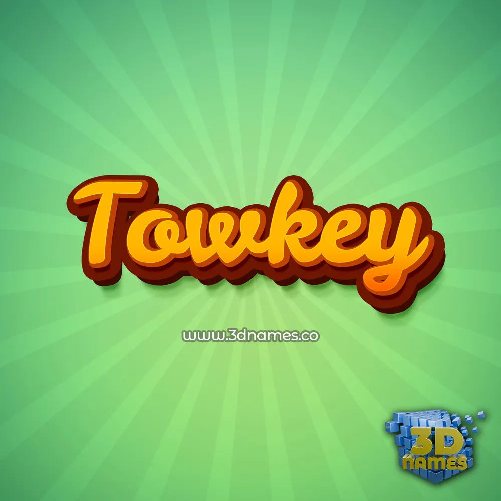 towkey in Green Rays style - 3D name wallpaper
