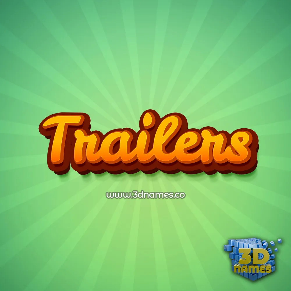 trailers in Green Rays style - 3D name wallpaper