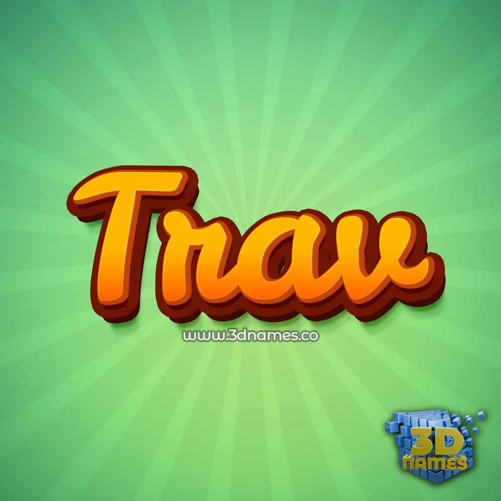 trav in Green Rays style - 3D name wallpaper
