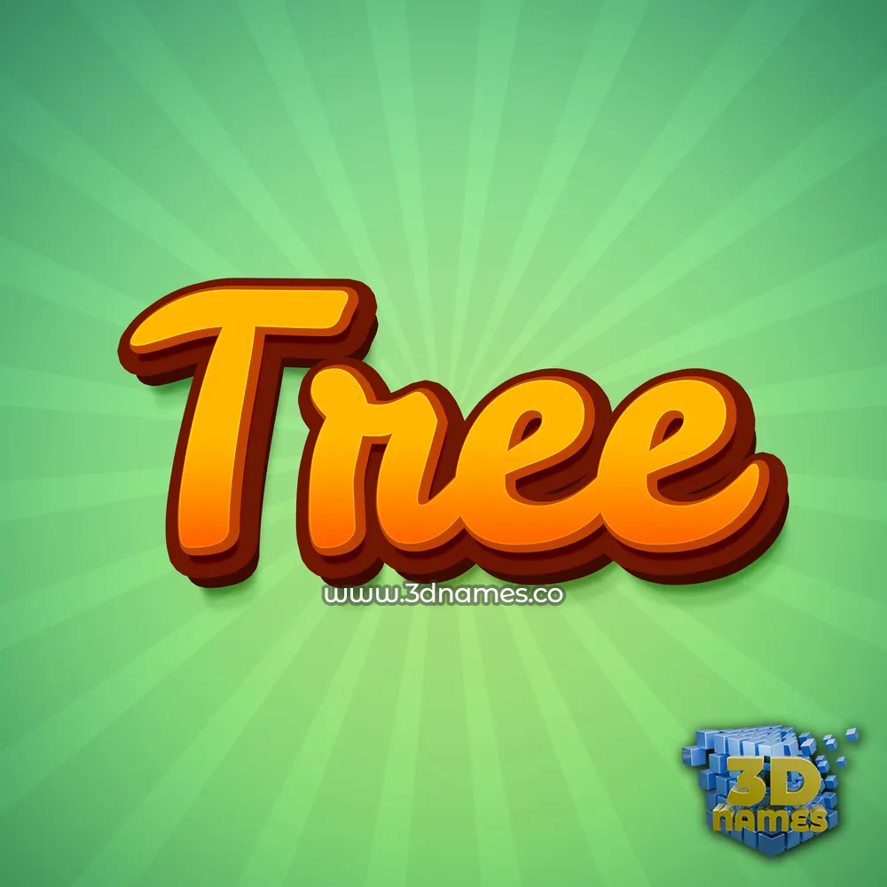 tree in Green Rays style - 3D name wallpaper
