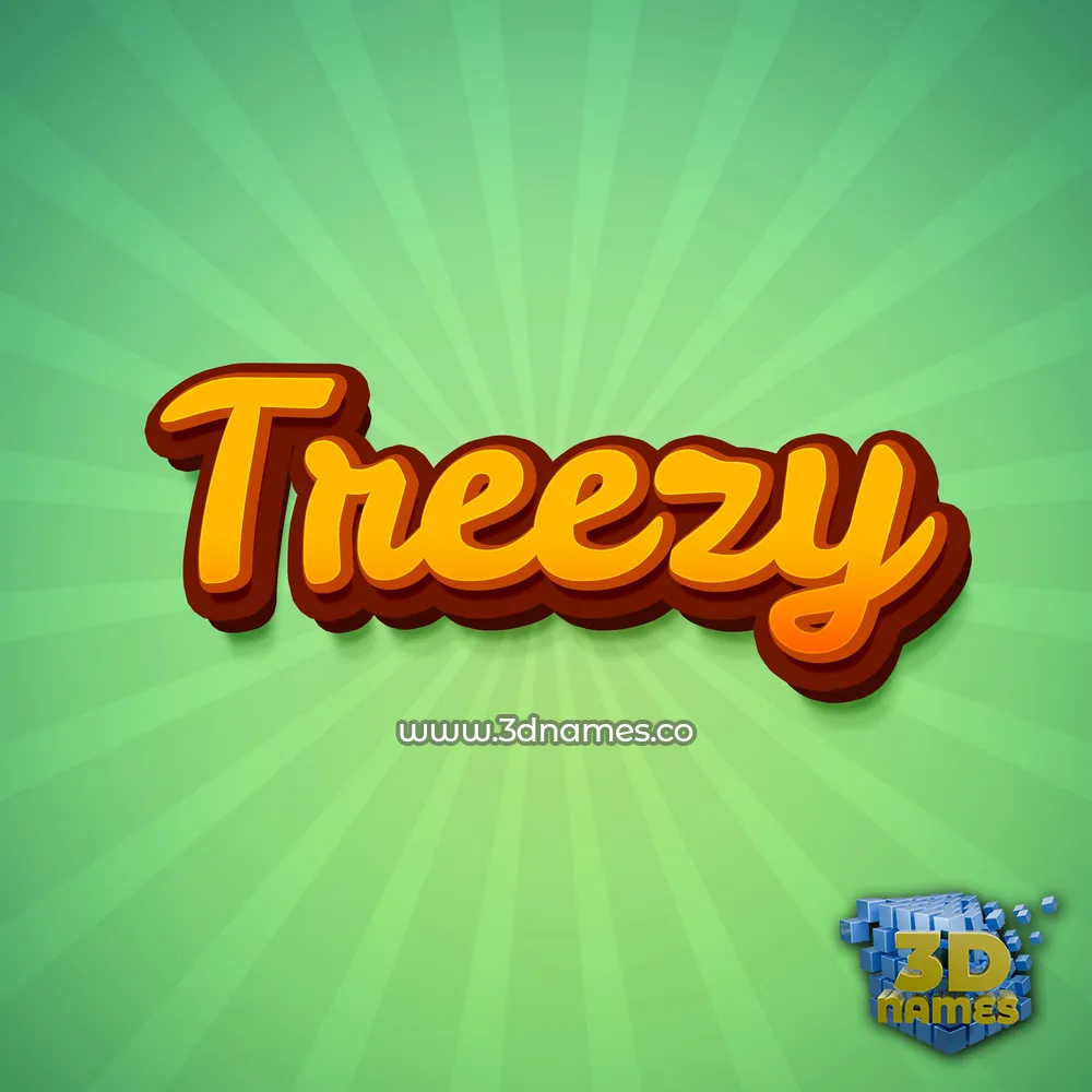 treezy in Green Rays style - 3D name wallpaper
