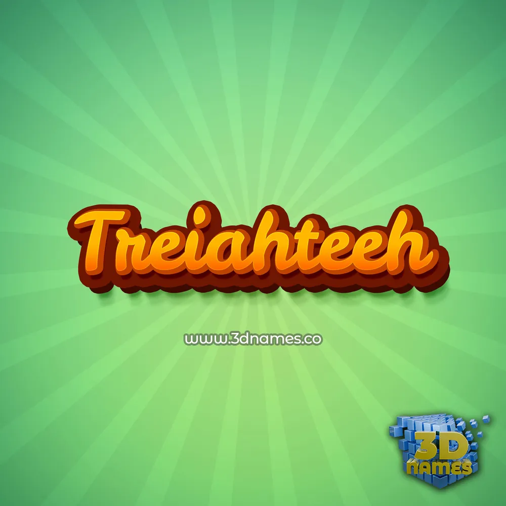 treiahteeh in Green Rays style - 3D name wallpaper