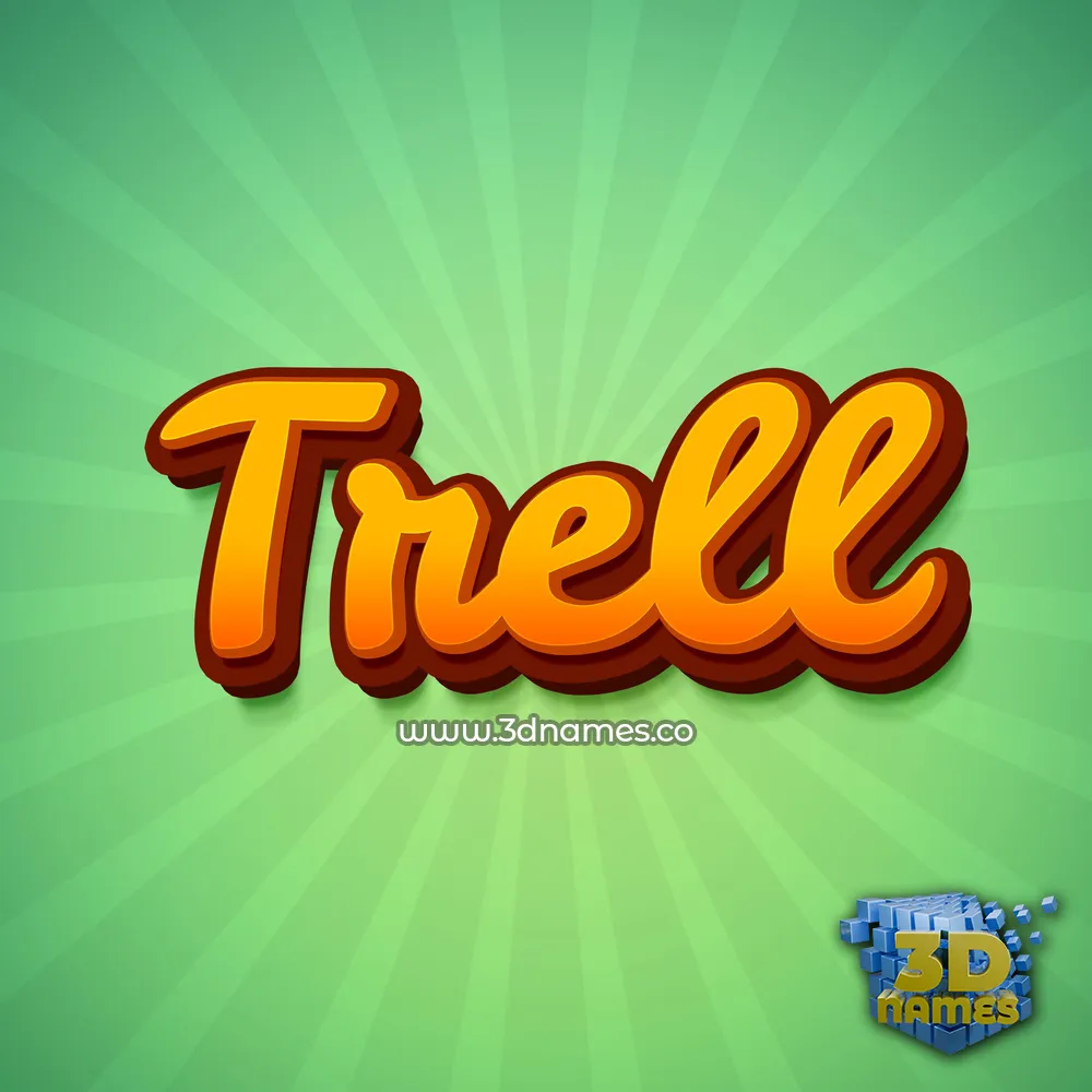 trell in Green Rays style - 3D name wallpaper