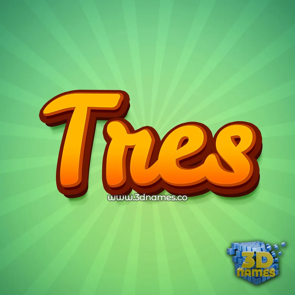 tres in Green Rays style - 3D name wallpaper