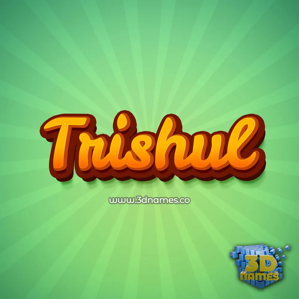 trishul in Green Rays style - 3D name wallpaper