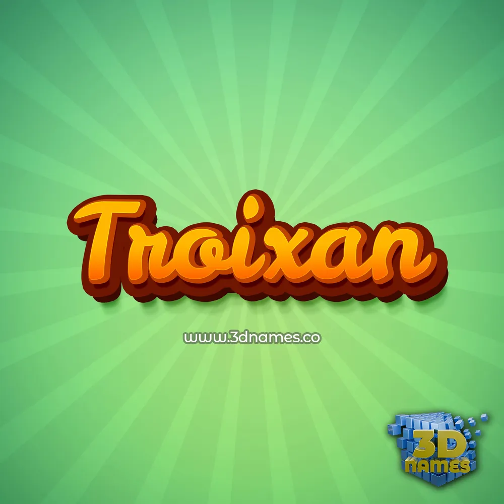 troixan in Green Rays style - 3D name wallpaper
