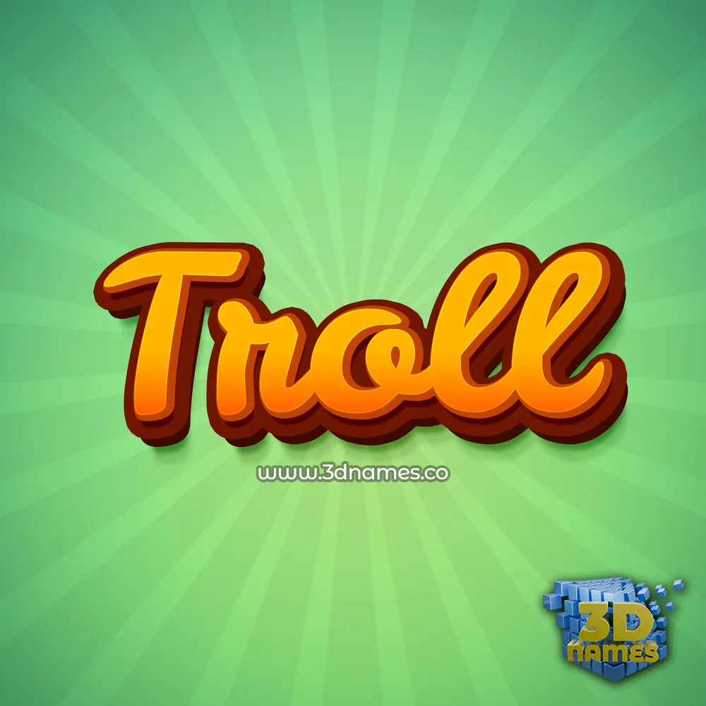 troll in Green Rays style - 3D name wallpaper