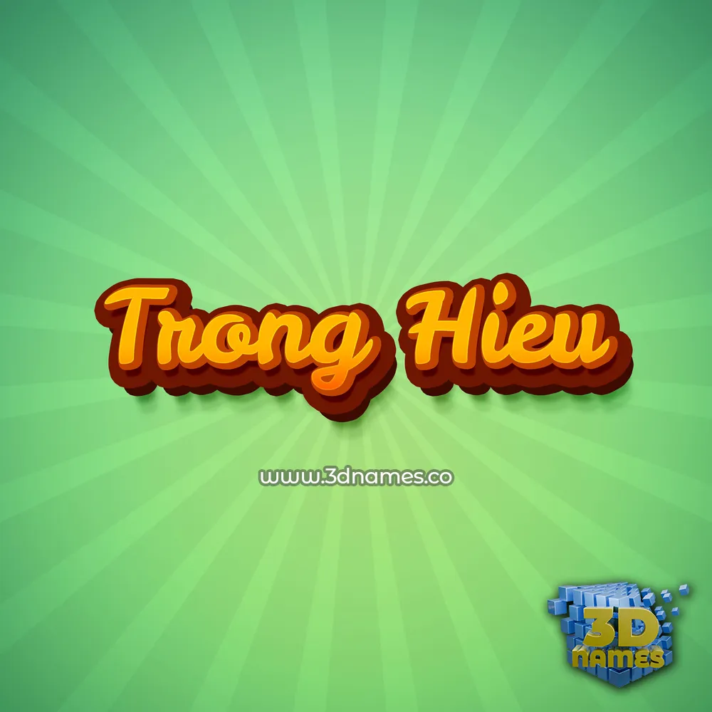 trong hieu in Green Rays style - 3D name wallpaper