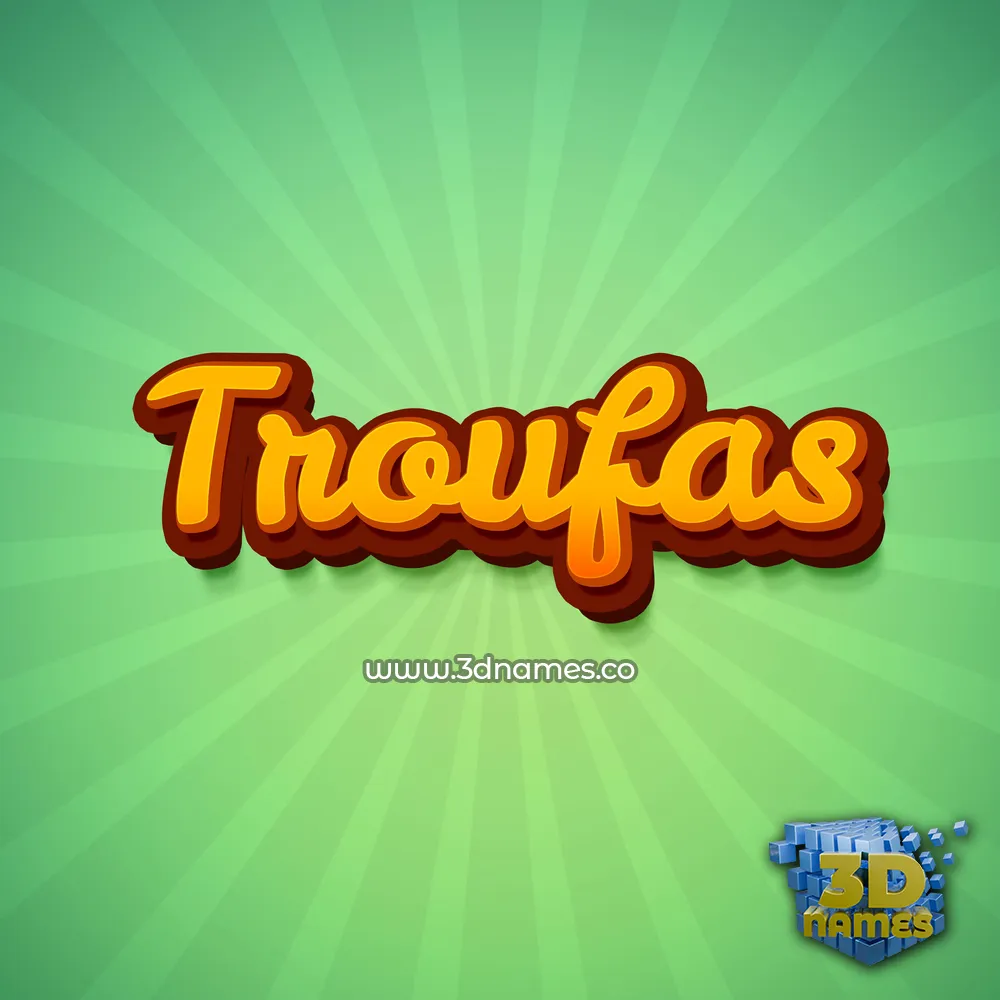 troufas in Green Rays style - 3D name wallpaper