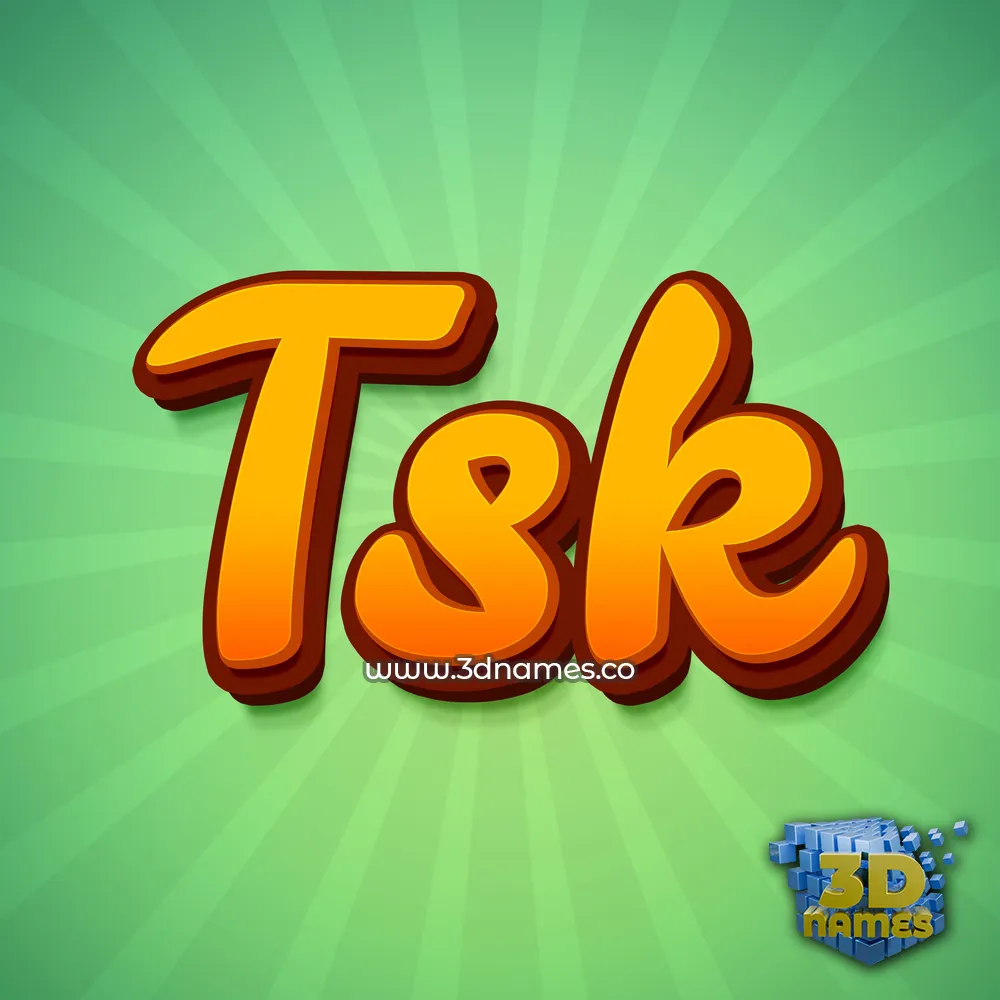 tsk in Green Rays style - 3D name wallpaper