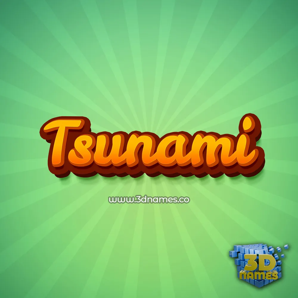 tsunami in Green Rays style - 3D name wallpaper