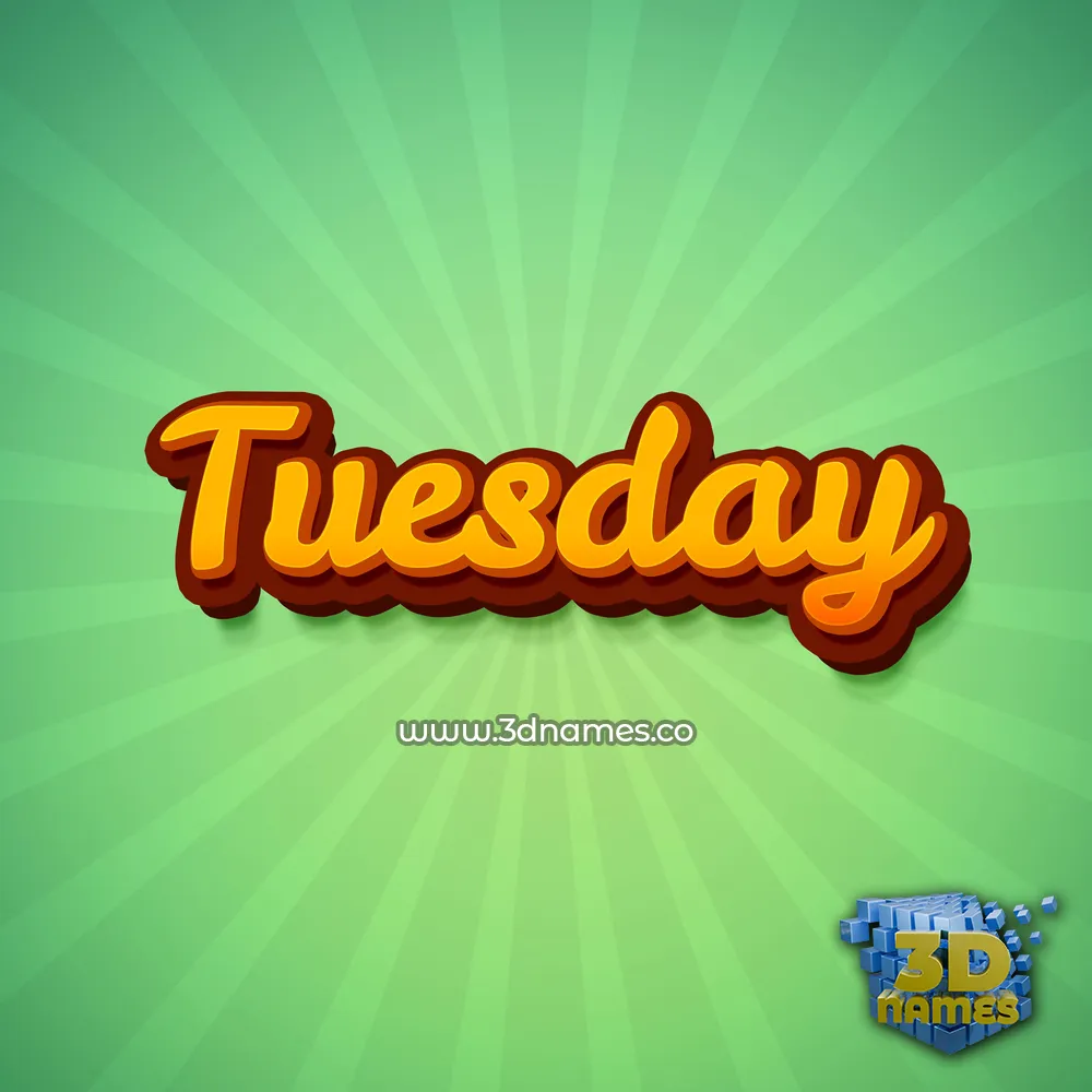 tuesday in Green Rays style - 3D name wallpaper