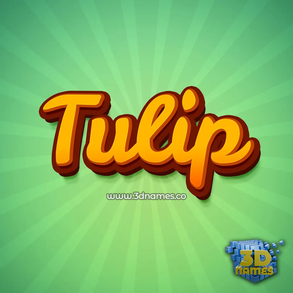 tulip in Green Rays style - 3D name wallpaper