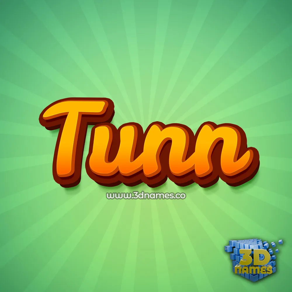 tunn in Green Rays style - 3D name wallpaper