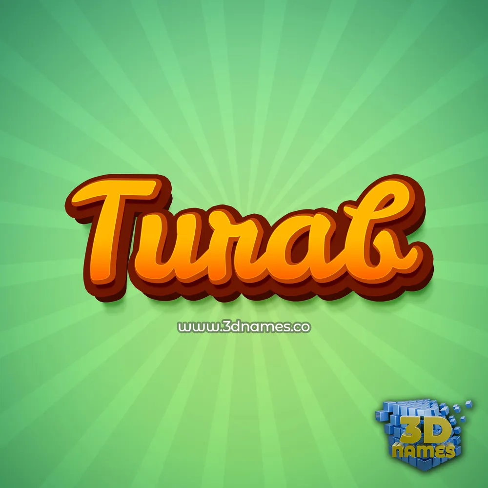 turab in Green Rays style - 3D name wallpaper