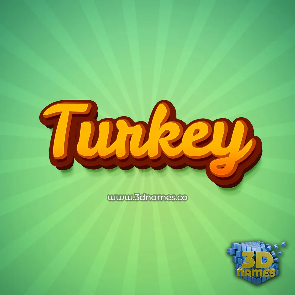 turkey in Green Rays style - 3D name wallpaper