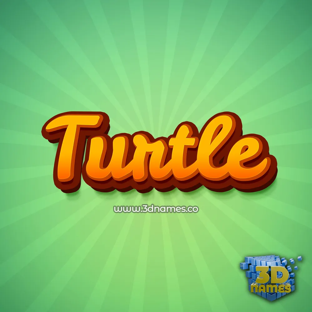 turtle in Green Rays style - 3D name wallpaper