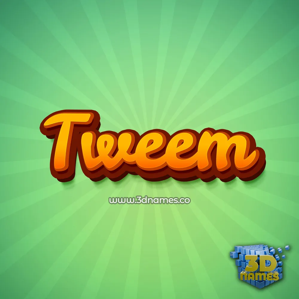 tweem in Green Rays style - 3D name wallpaper