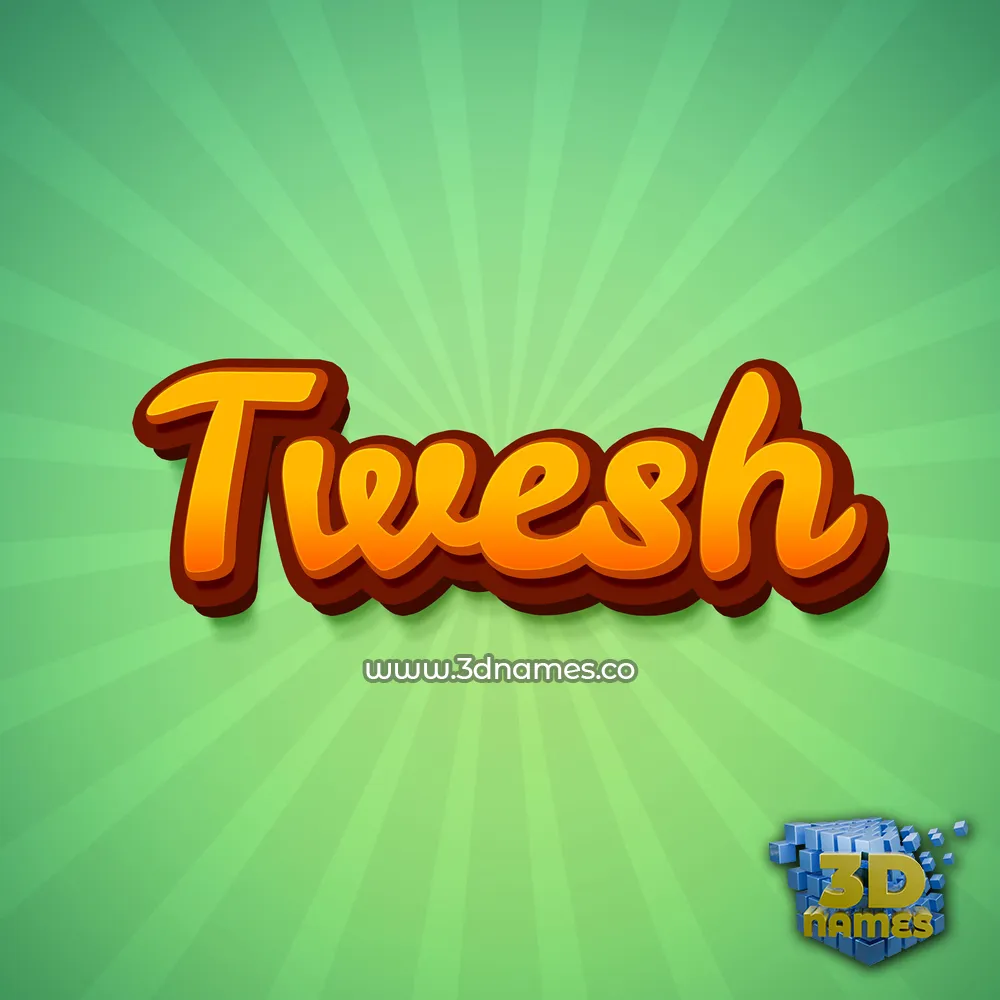 twesh in Green Rays style - 3D name wallpaper