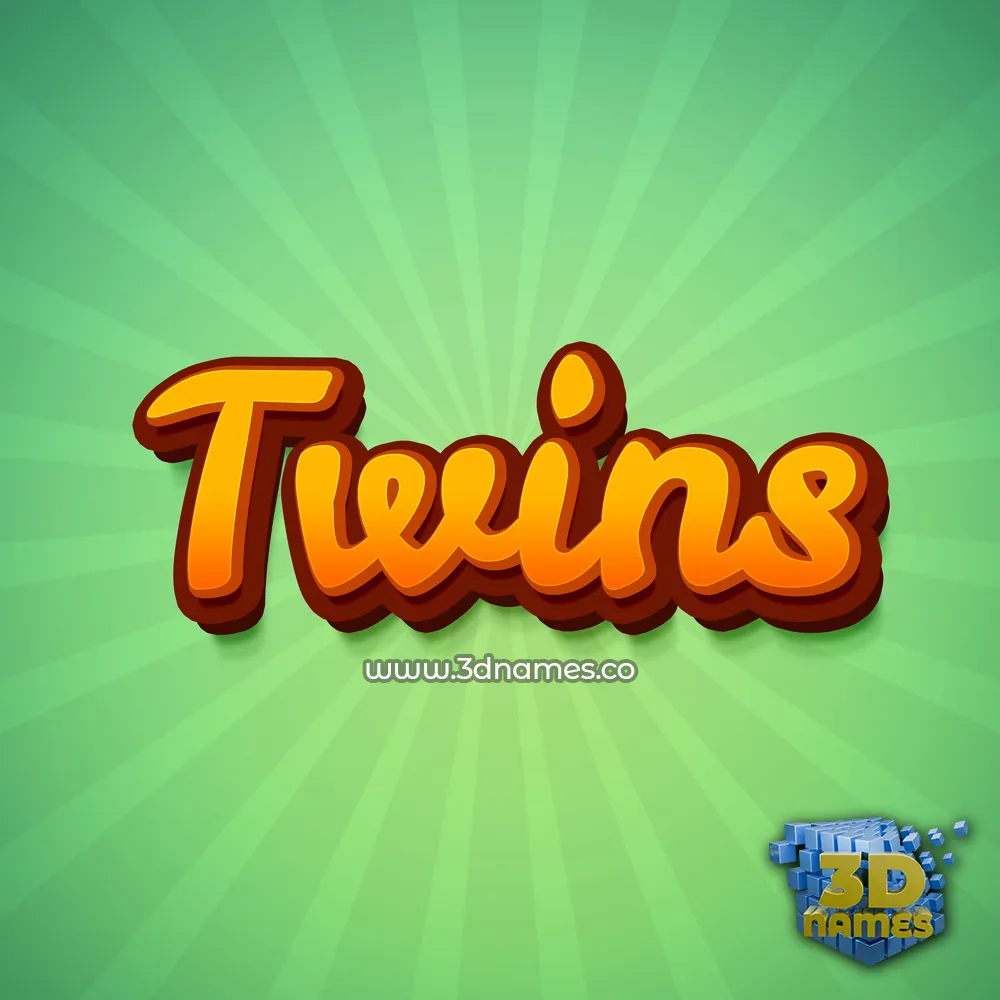 twins in Green Rays style - 3D name wallpaper