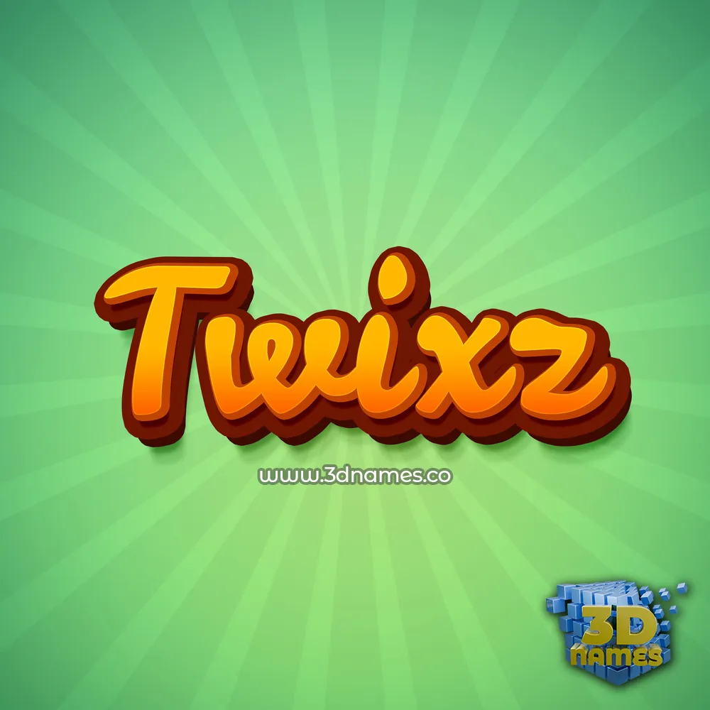 twixz in Green Rays style - 3D name wallpaper