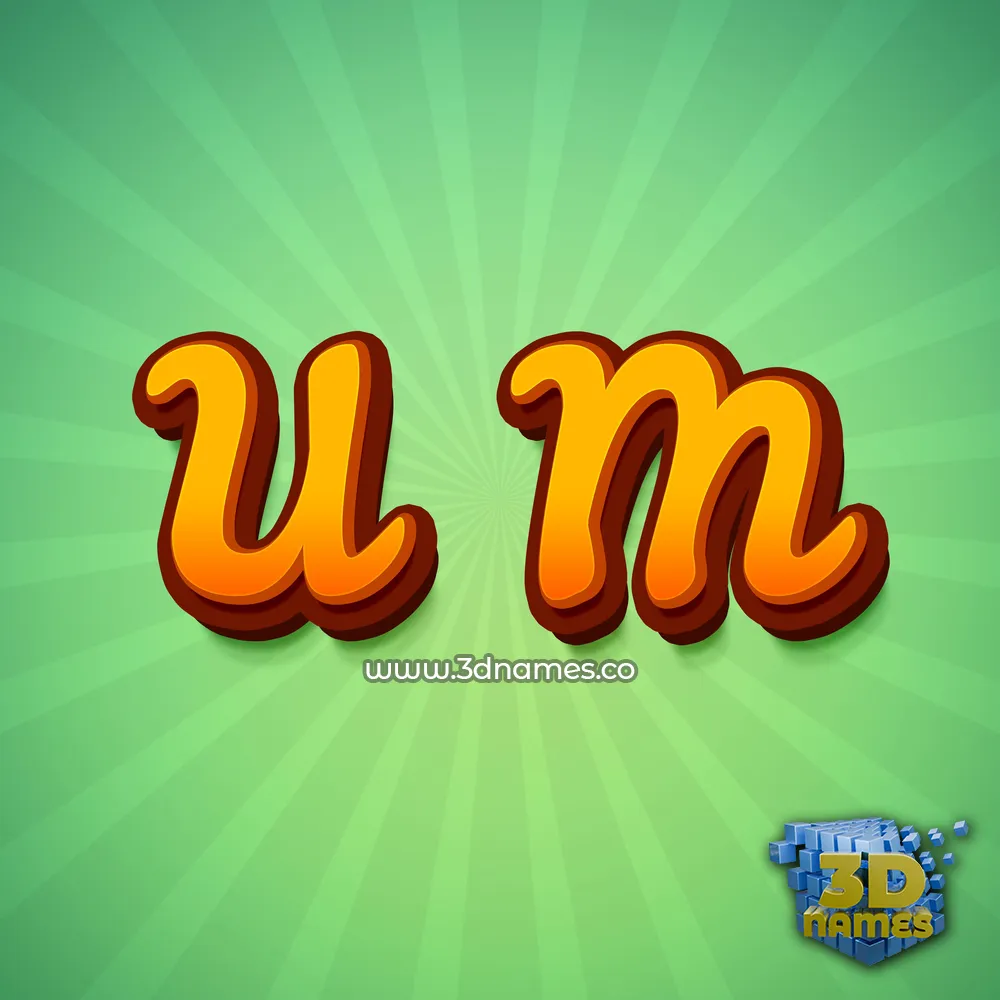 u m in Green Rays style - 3D name wallpaper