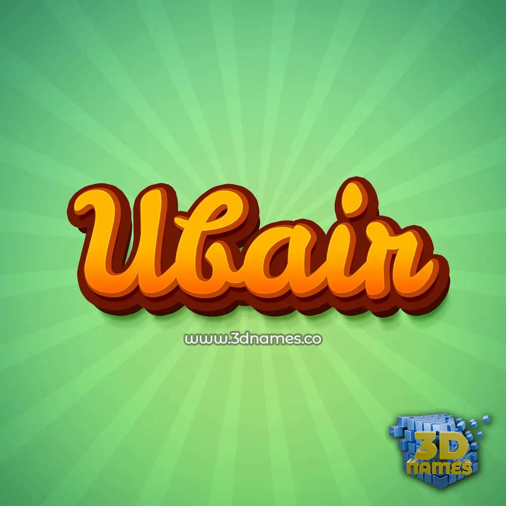 ubair in Green Rays style - 3D name wallpaper