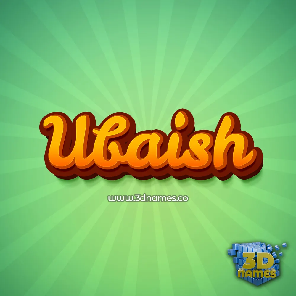 ubaish in Green Rays style - 3D name wallpaper