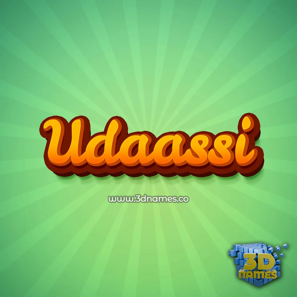 udaassi in Green Rays style - 3D name wallpaper