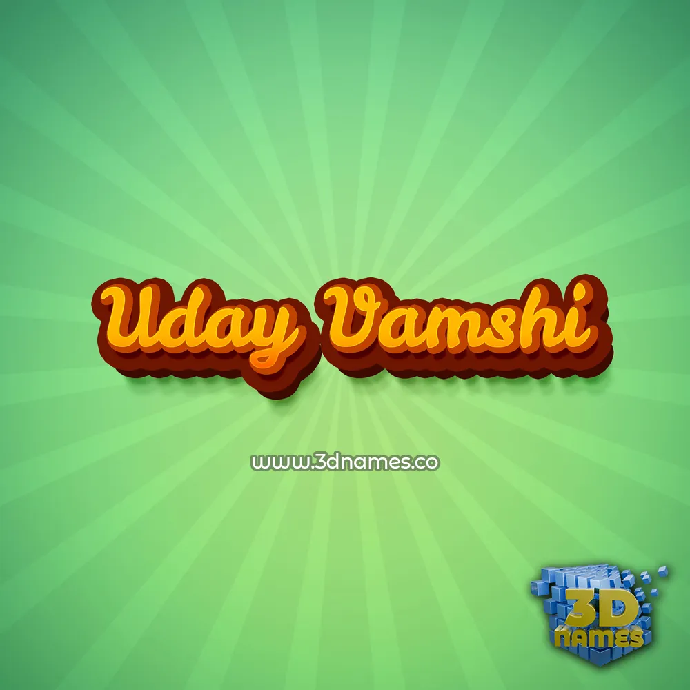 uday vamshi in Green Rays style - 3D name wallpaper