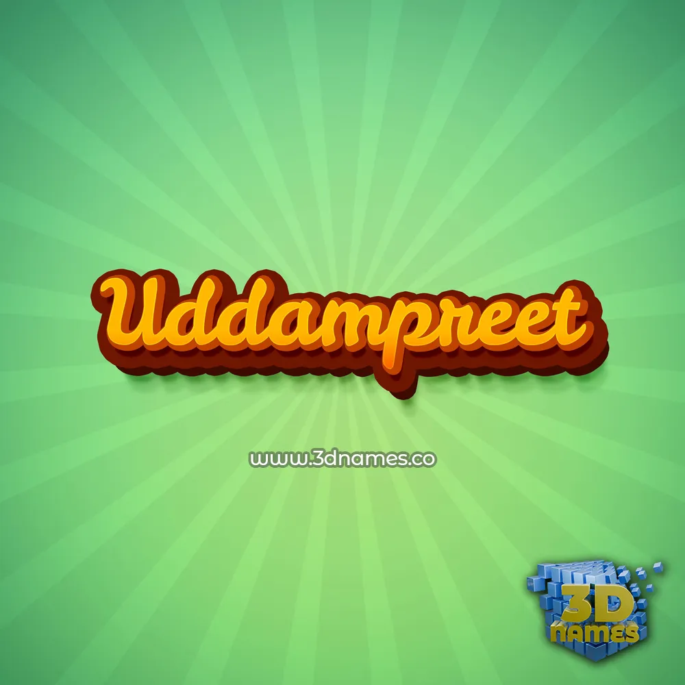 uddampreet in Green Rays style - 3D name wallpaper