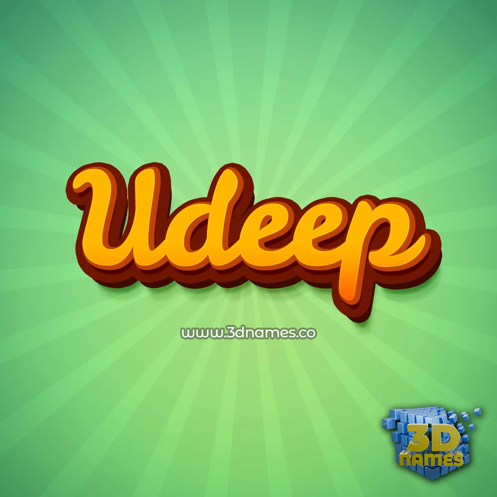 udeep in Green Rays style - 3D name wallpaper