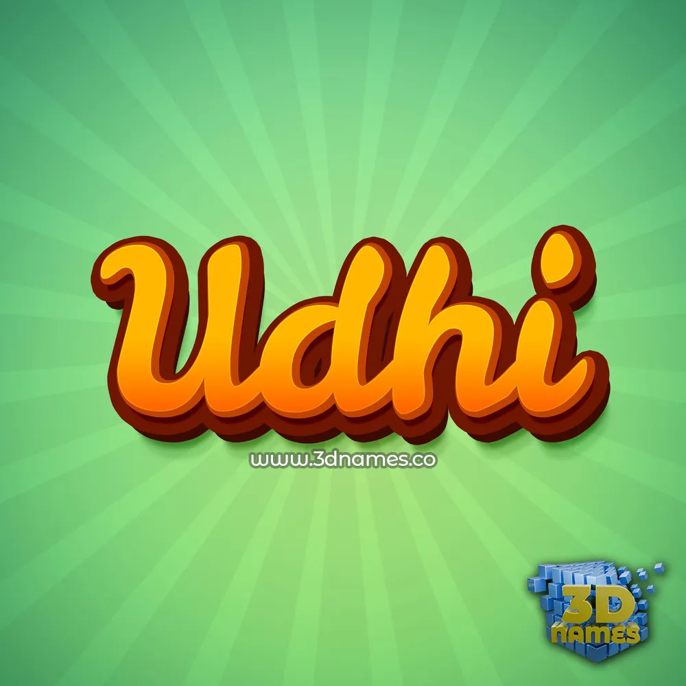 udhi in Green Rays style - 3D name wallpaper