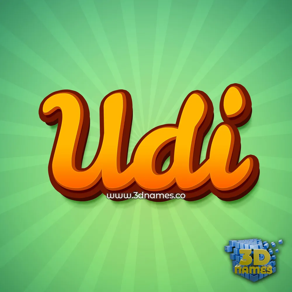 udi in Green Rays style - 3D name wallpaper