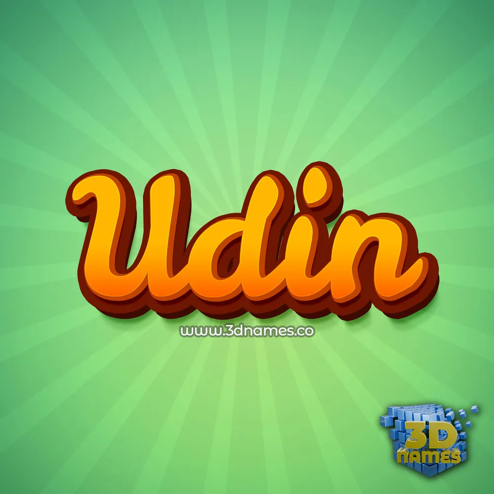 udin in Green Rays style - 3D name wallpaper