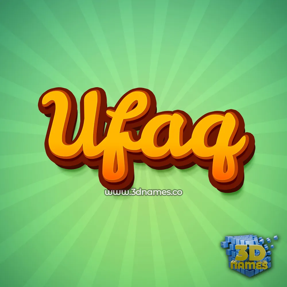 ufaq in Green Rays style - 3D name wallpaper