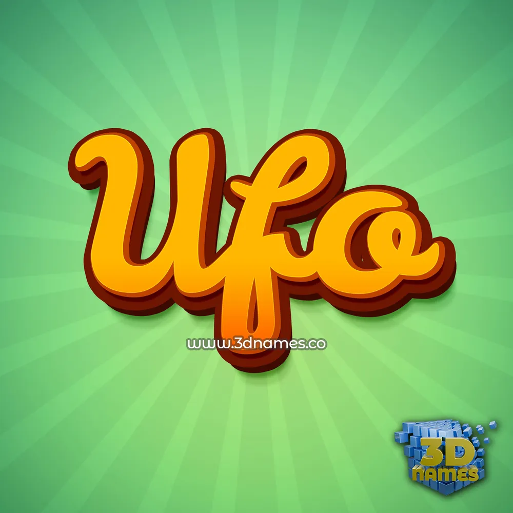 ufo in Green Rays style - 3D name wallpaper